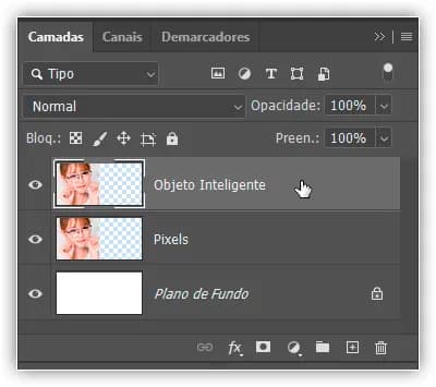 Dimensionar imagens com objetos inteligentes do Photoshop
