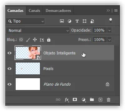 Selecionando o objeto inteligente.