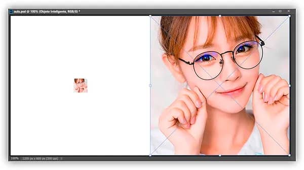 O documento que mostra os manipuladores de transformação livre em torno do objeto inteligente.