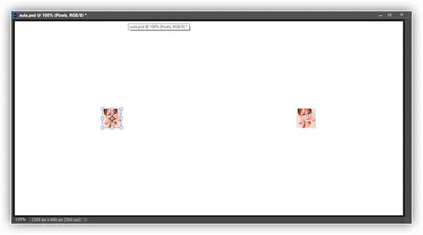 A caixa Transformação Livre envolve a imagem de pixel à esquerda.
