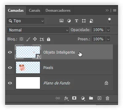 Selecionando o objeto inteligente.