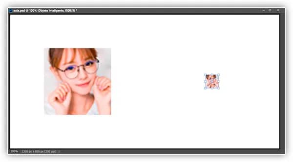 A caixa Transformação Livre envolve o objeto inteligente à direita.