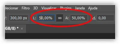 Aumentando a largura e a altura do objeto inteligente de 10% para 50%.