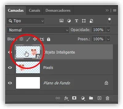 Clique duas vezes na miniatura do objeto inteligente.