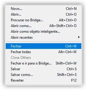 Indo para Arquivo > Fechar.