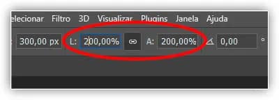 Aumentando a largura e a altura da versão do pixel em 200%.