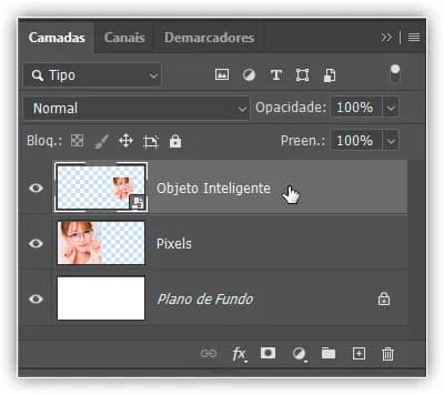 Selecionando o objeto inteligente.