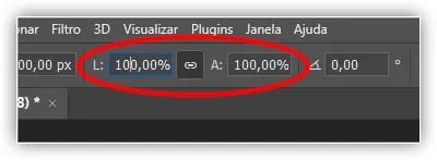 Definindo os valores de Largura e Altura para o objeto inteligente de volta para 100%.