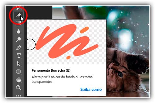 Selecionando a ferramenta Borracha.