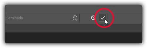 Clicando na marca de seleção na barra de opções.
