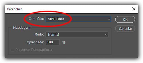 Alterando "Conteúdo" para "50% cinza".
