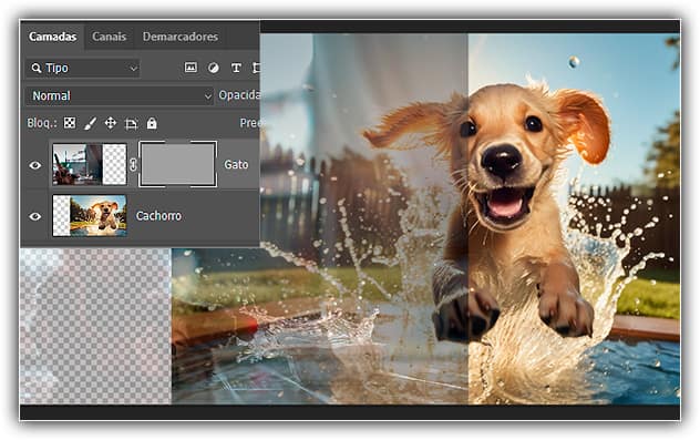 O resultado depois de preencher a máscara de camada com 50% de cinza.