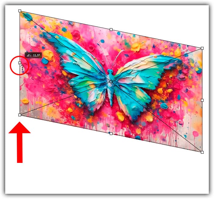 Arraste uma alça lateral para inclinar para cima ou para baixo.