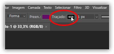 Clicando na amostra de cor do traço.