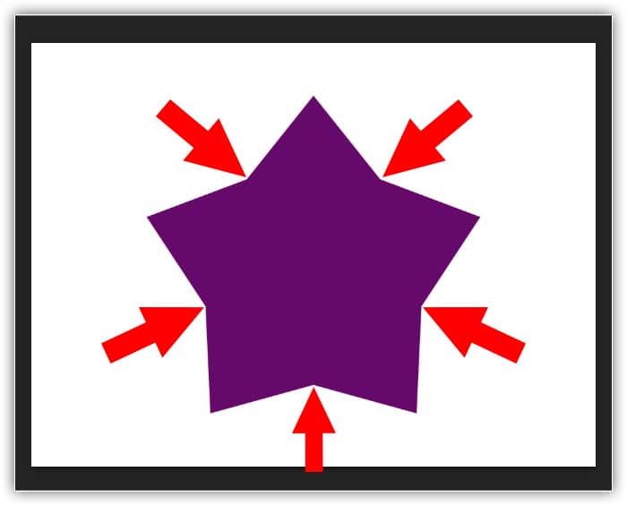 Diminuir a proporção cria o formato de estrela.