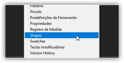 Indo para Janela> Formas.
