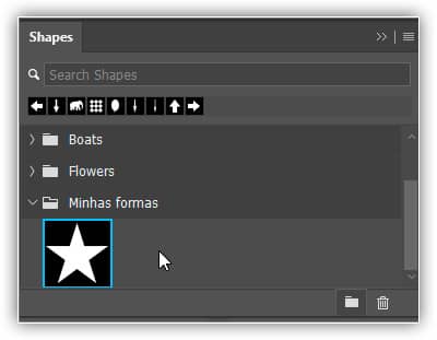 A forma de estrela é adicionada como uma forma personalizada.