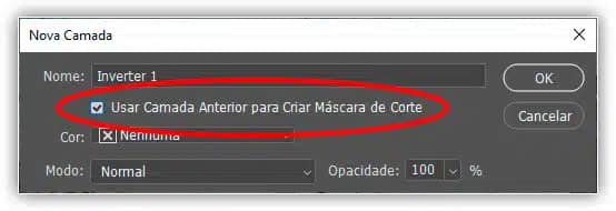 Marcando a opção "Usar camada anterior para criar máscara de corte".