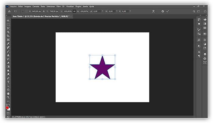 A estrela é desenhada quando você solta o botão do mouse.