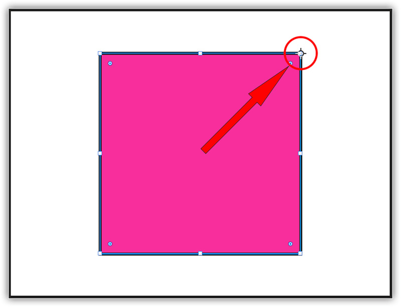 Mover o ponto de referência para uma alça de canto.