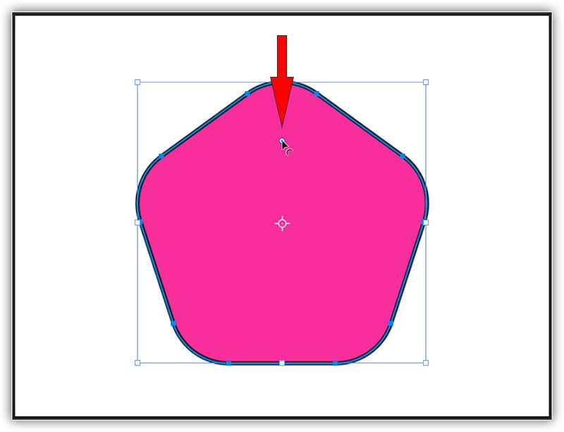 Arredondando os cantos com os controles na tela.
