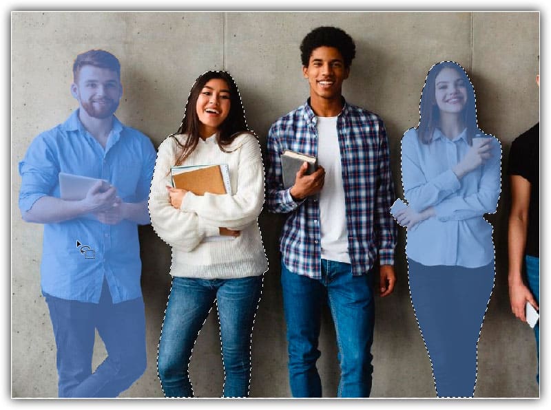 Segurando Alt (Win) / Option (Mac) e clicando para subtrair uma pessoa da seleção.