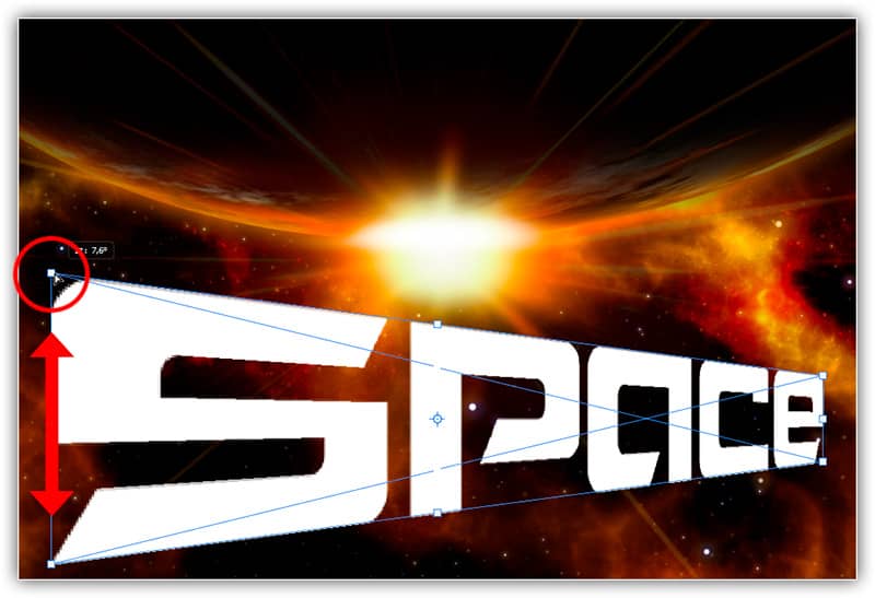 Arrastar uma alça para cima move a alça oposta para baixo.