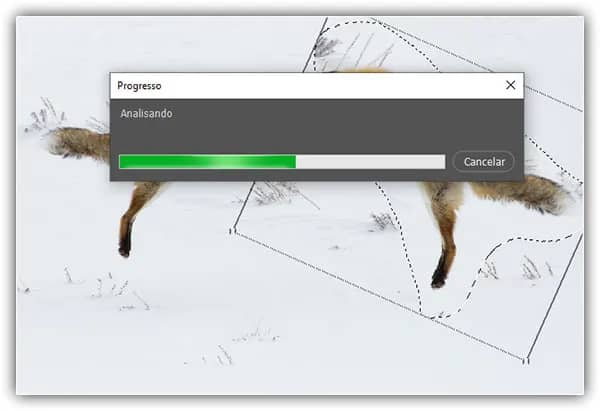 Uma janela pop-up aparecerá enquanto o Photoshop analisa.