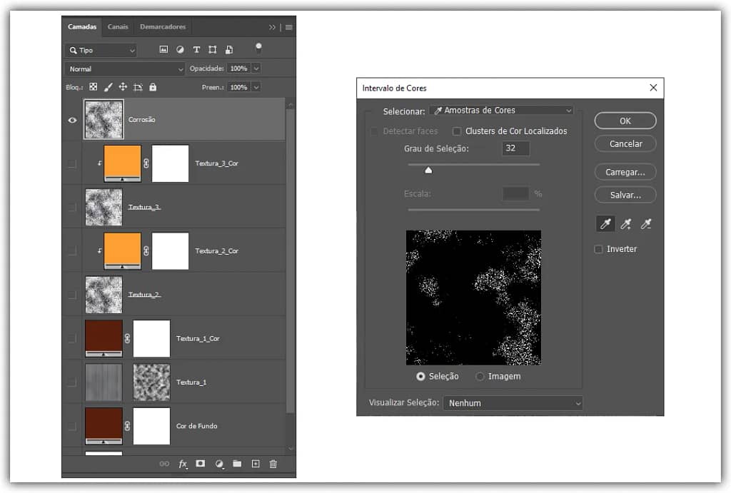 Duplique a camada Textura_3 e arraste para o topo das camadas