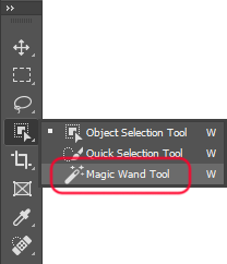 Selecionando a Ferramenta Varinha Mágica no painel Ferramentas.