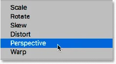 Acessando Edit> Transform> Perspective.