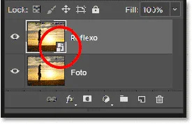 A camada de reflexo foi convertida em um objeto inteligente