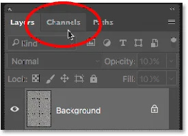 Alternando do painel Layers para o painel Channels.