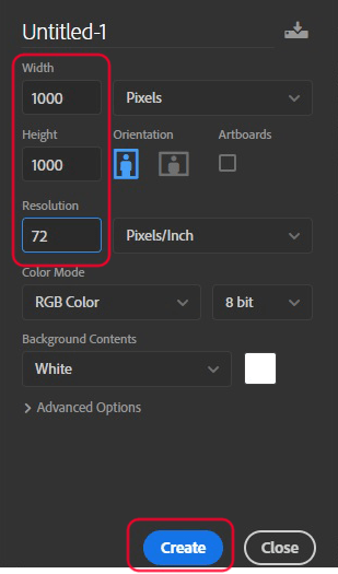 Criando novo documento para Efeitos fotográficos com grades de cores