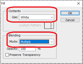 Configurando as opções de preenchimento.