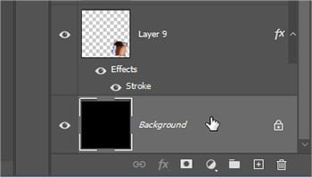 No painel Layers, clique na camada Background para selecioná-la