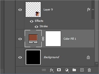 No painel Layers, vemos nossa nova camada de preenchimento Solid Color acima da camada Background