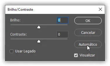 Aplicando o ajuste de brilho/contraste no Photoshop