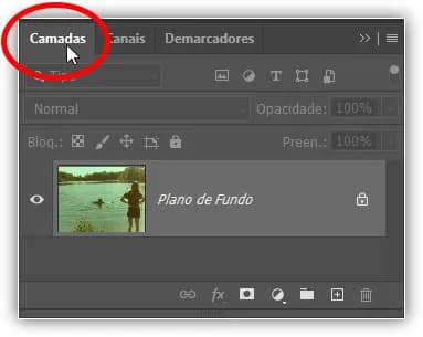Passando do painel Canais para o painel Camadas.
