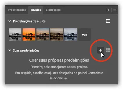 Adicionando uma nova predefinição de ajuste.