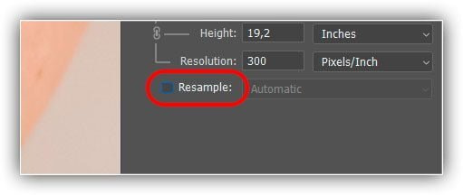 Desativando a opção Resample.