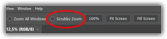 Desativando o Scrubby Zoom.