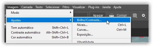 Aplicando o ajuste de brilho/contraste no Photoshop