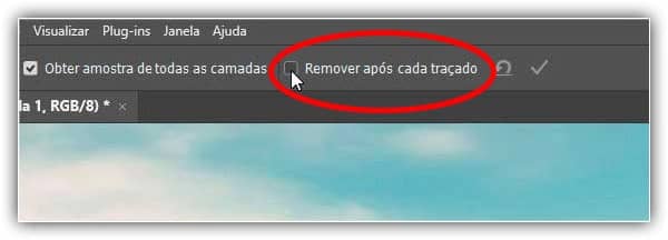 Remover após cada traço deve estar desativado para usar o modo Subtrair.