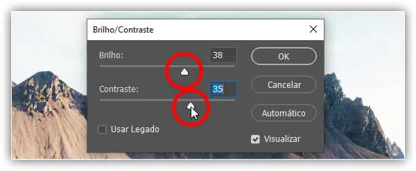 Aplicando o ajuste de brilho/contraste no Photoshop