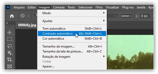Indo para Imagem> Contraste Automático.
