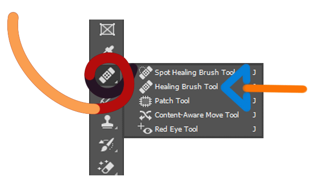 Ferramenta Pincel de Cura (Healing Brush Tool)