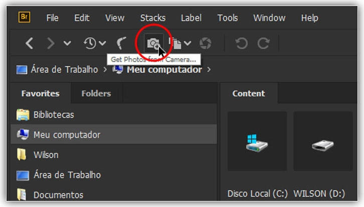 Como baixar fotos da sua câmera com o Adobe Bridge