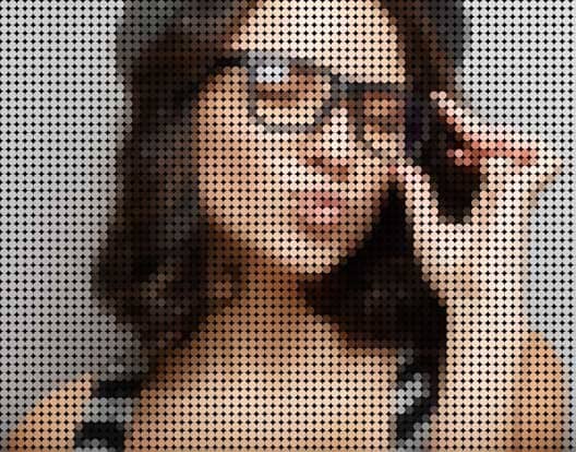 O Photoshop preenche a máscara de camada com o padrão de pontos