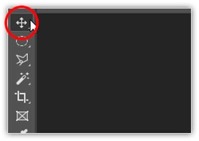 Selecionando a ferramenta Mover na parte superior da barra de ferramentas.